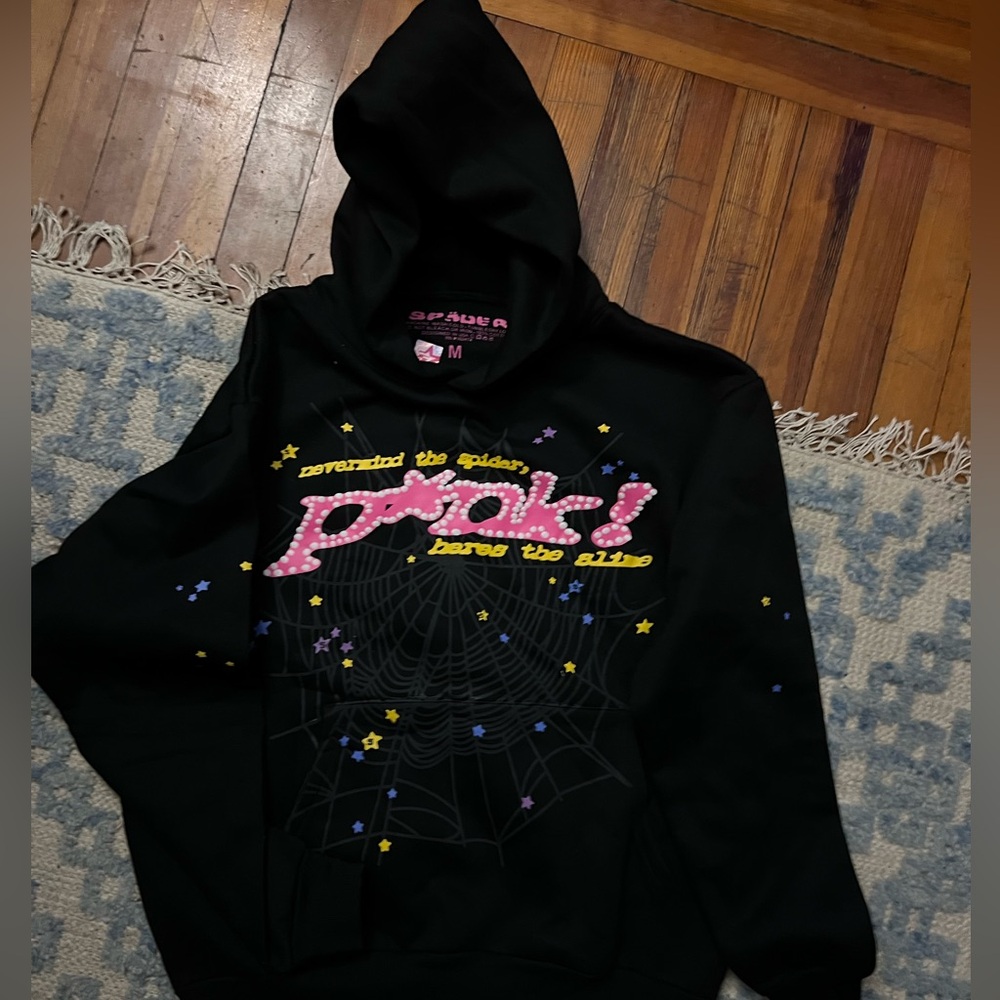 BLACK AND PINK SPIDER HOODIE